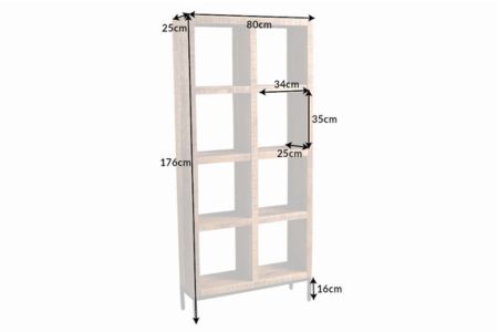 Étagère de rangement en manguier 8 compartiments