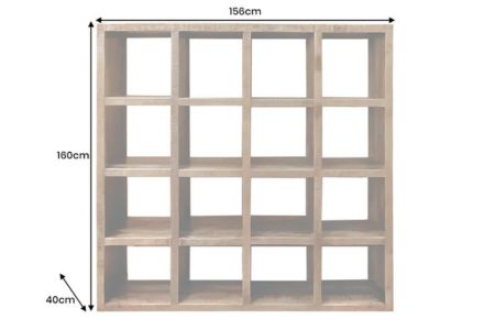 Étagère de rangement en manguier 16 compartiments