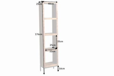 Étagère de rangement en manguier 4 compartiments