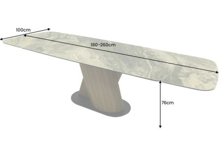 Table à manger extensible céramique beige et noyer