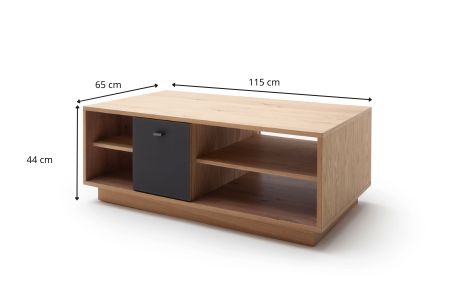 Table basse en bois chêne bianco et verre anthracite