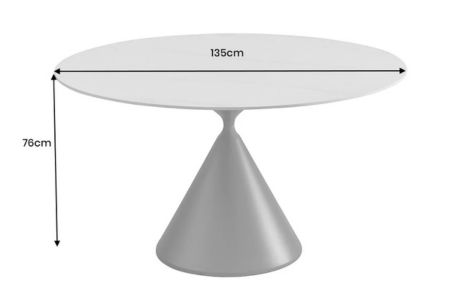 Table à manger ronde céramique et pied métal