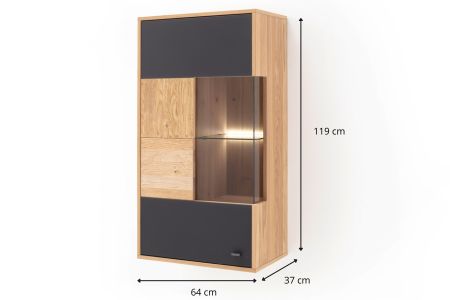 Vitrine murale moderne bois et anthracite