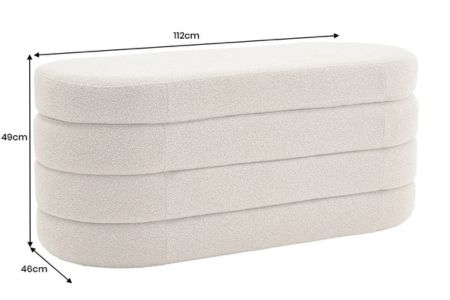 banc coffre de rangement tissu bouclé taupe