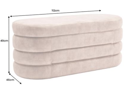 banc coffre de rangement tissu velours champagne