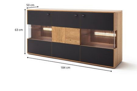 Buffet 184 cm chêne et anthracite