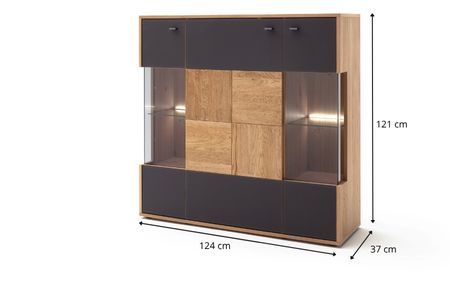 Buffet haut moderne chêne et anthracite