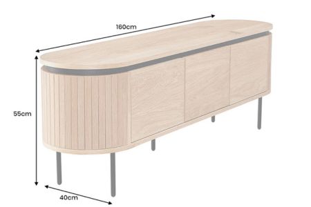 Meuble tv arrondi 160 cm chêne clair
