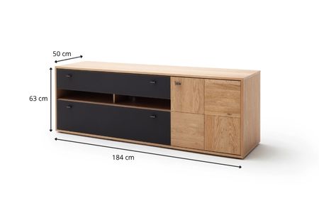 Meuble tv 184 cm chêne et anthracite