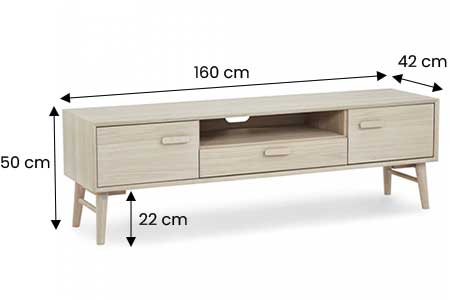 Dimensions détaillées du meuble tv