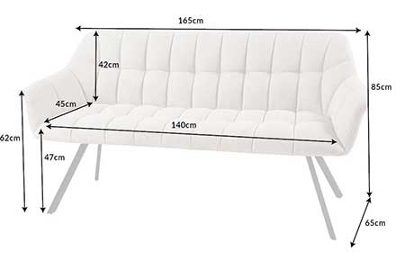 Dimensions détaillées de la banquette de salon beige