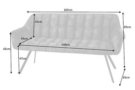 Dimensions détaillées de la banquette de salon beige