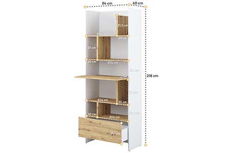 Dimensions détaillées de la bibliothèque
