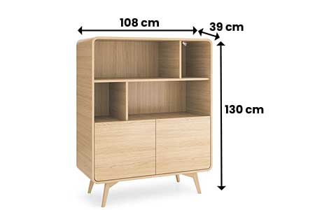 Dimensions de la bibliothèque chêne clair
