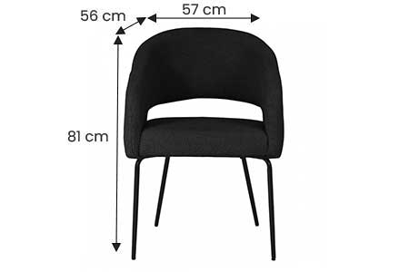 Dimensions détaillées de la chaise tissu bouclé