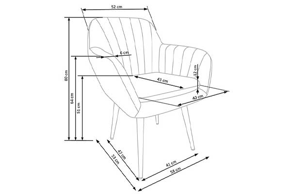 Dimensions détaillées des chaises