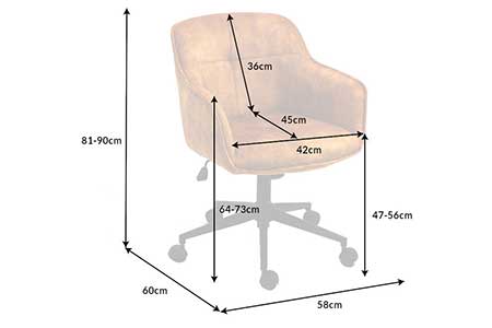 Dimensions détaillées de la chaise de bureau