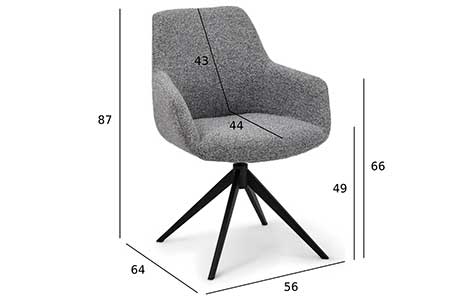 Dimensions de la chaise pivotante grise