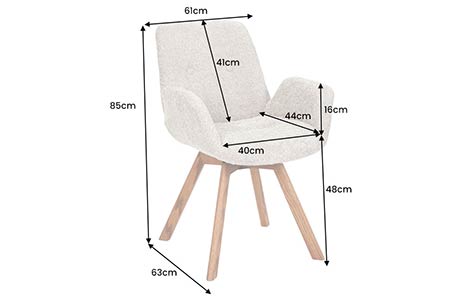 Dimensions détaillées de la chaise