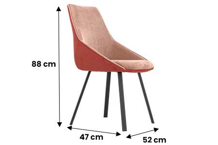 Chaise en tissu côtelé rose et pied métal