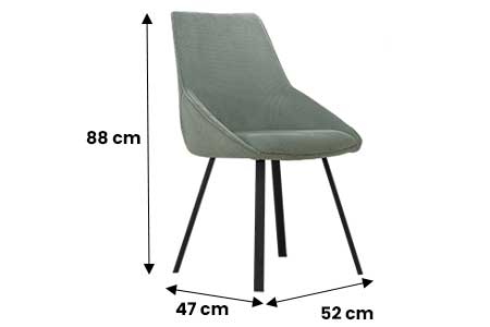 Chaise en tissu côtelé vert et pied métal