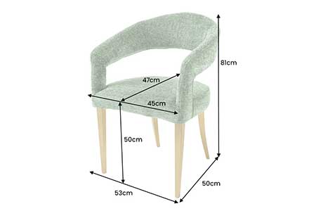 Chaises tissu vert avec accoudoirs et pieds métal doré