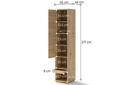 Dimensions détaillées de la colonne de rangement