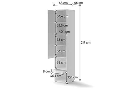 Dimensions détaillées de la colonne de rangement
