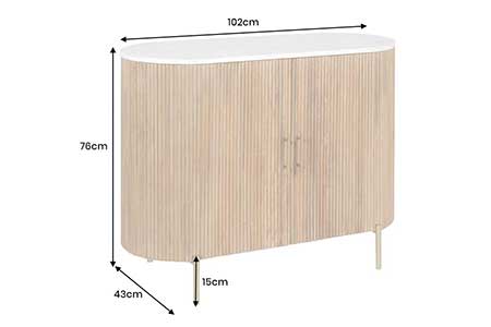 Commode moderne manguier et marbre blanc