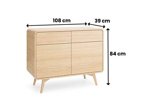 Dimensions de la commode chêne clair