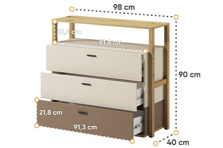 Dimensions de la commode