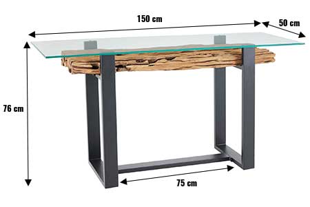 Dimensions détaillées de la table console