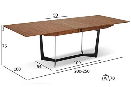 Dimensions détaillées de la table à manger