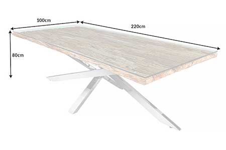 Dimensions détaillées de la table à manger