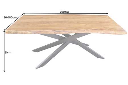 Table à manger rectangulaire en acacia 2m