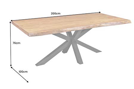 Table à manger rectangulaire en acacia 2m