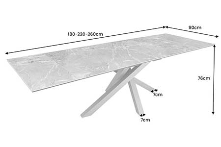 Dimensions détaillées de la table à manger