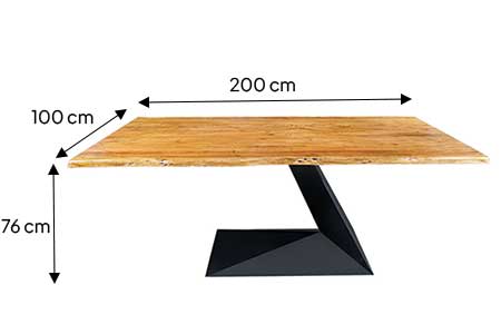 Dimensions détaillées de la table à manger