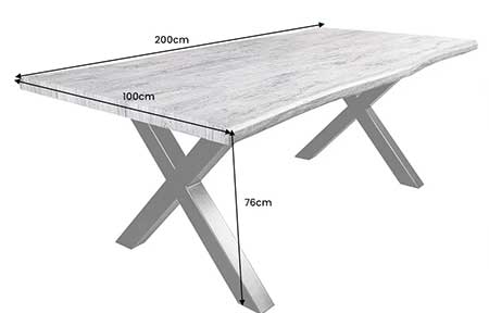 Dimensions détaillées de la table 2m