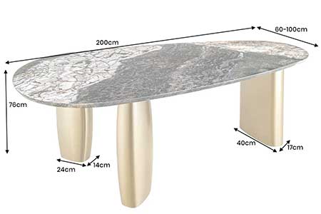 Dimensions de la table à manger ovale