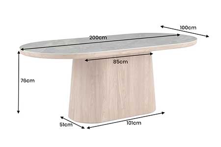 Table à manger ovale 2m céramique marbre blanc