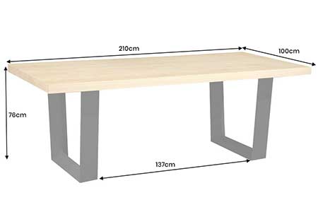 Dimensions de la table en bois et métal