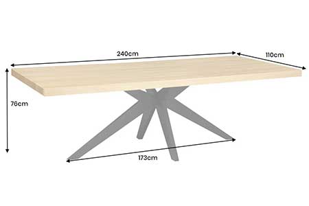 Dimensions de la table en bois et métal