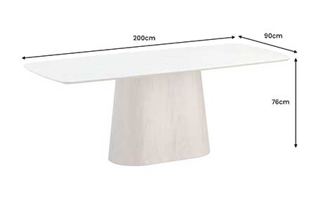 Table à manger ovale céramique blanc et noyer