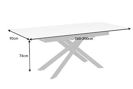 Dimensions détaillées de la table extensible