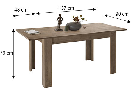 Dimensions détaillées de la table à manger extensible