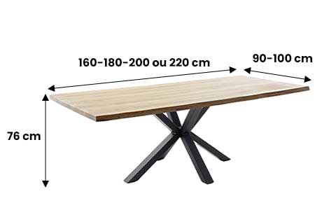 Table en chêne et pied étoile en métal noir