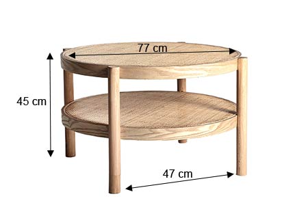 Dimensions de la table basse bois et rotin