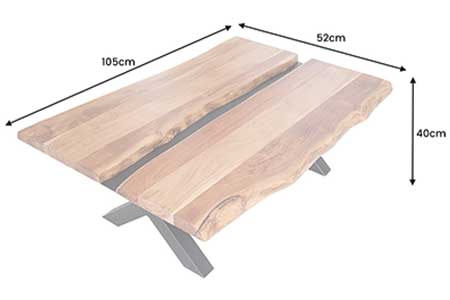 Dimensions détaillées de la table basse