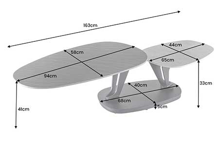 Dimensions détaillées de la table basse